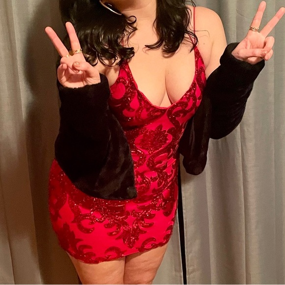 Sexy red sequin party dress - worn once! - Picture 3 of 3